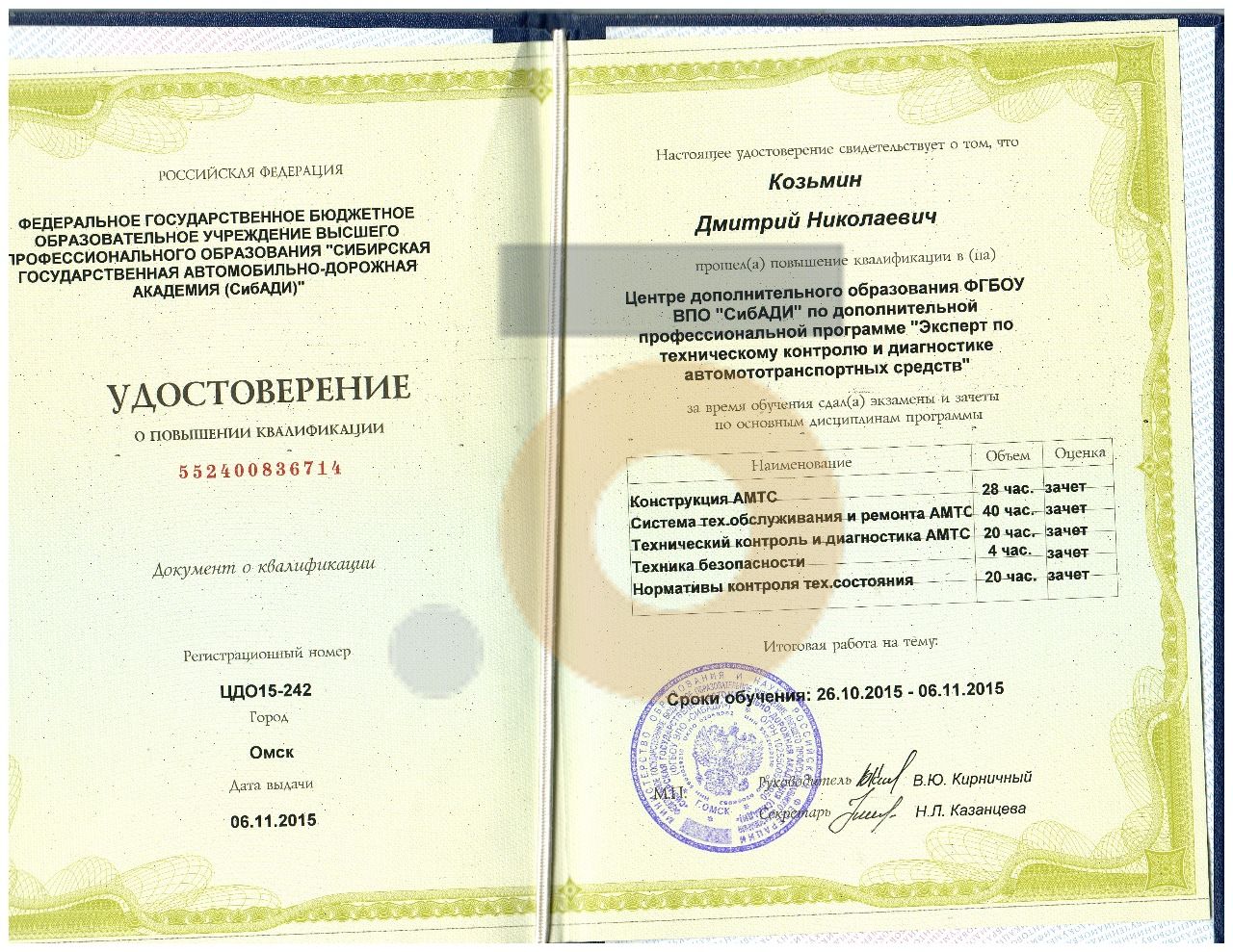 Дипломы и сертификаты эксперта
