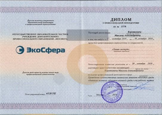 Дипломы и сертификаты эксперта